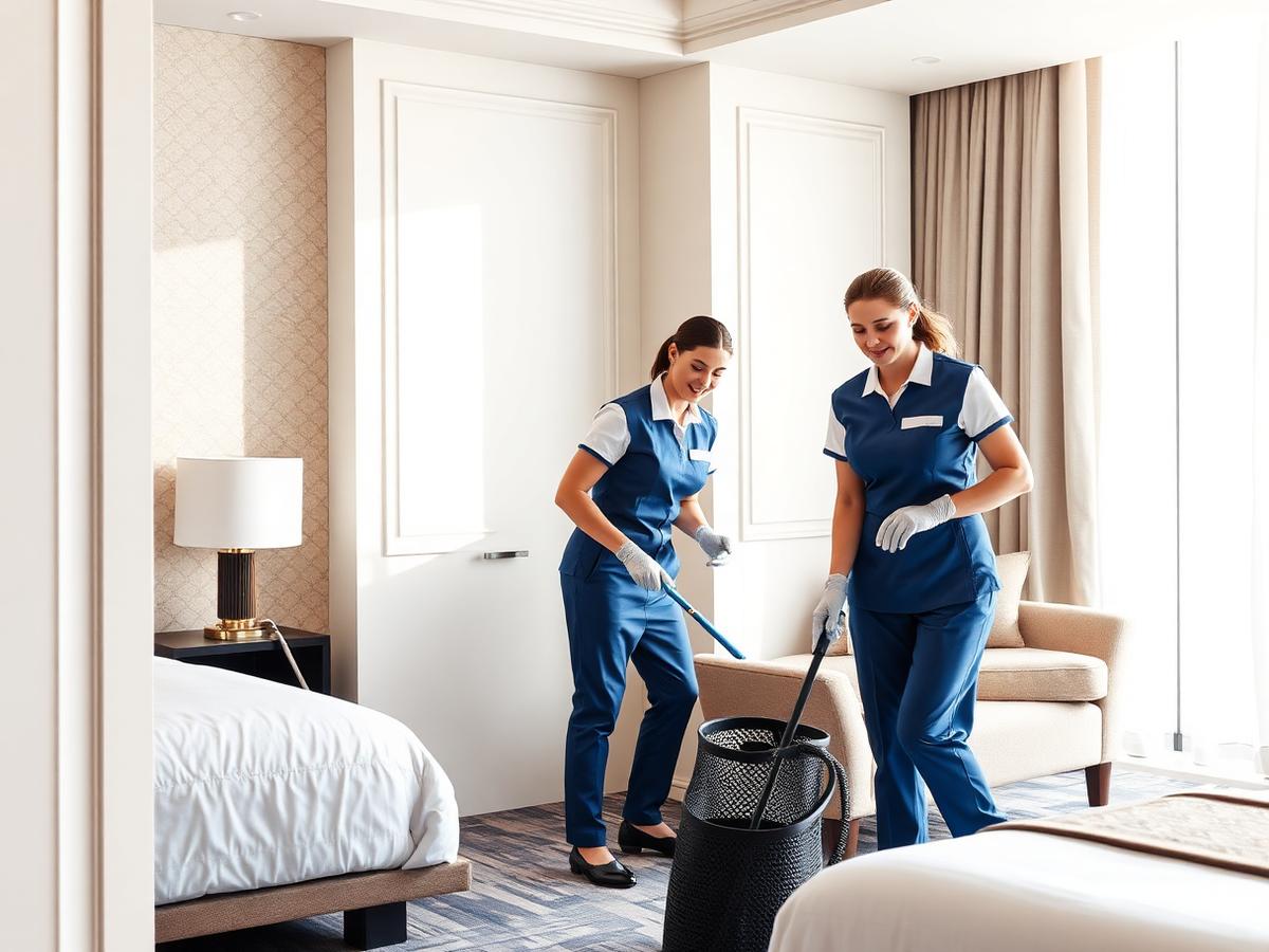 Housekeeping team servicing a hotel suite