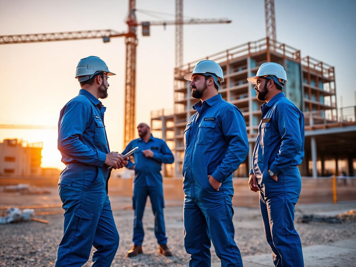 Construction workforce on a project site in Sharjah
